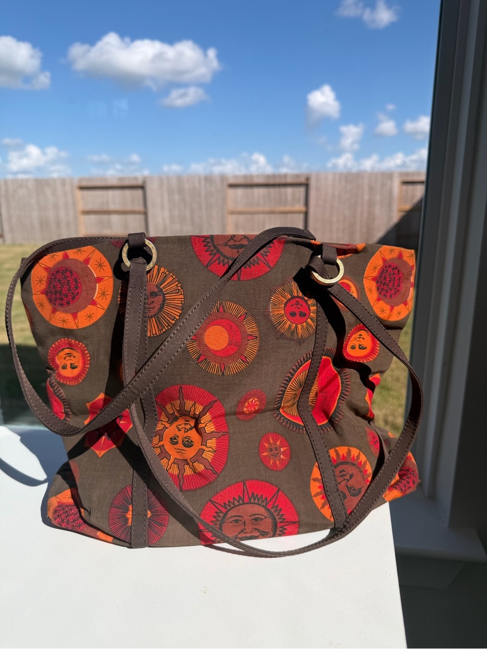 Gianni Versace as is Tote Bag in Brown, Red & Orange